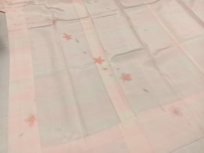 平和屋着物●長襦袢　無双仕立て　舞花文　暈し染め　半衿刺繍　正絹　逸品　AABJ7161ph