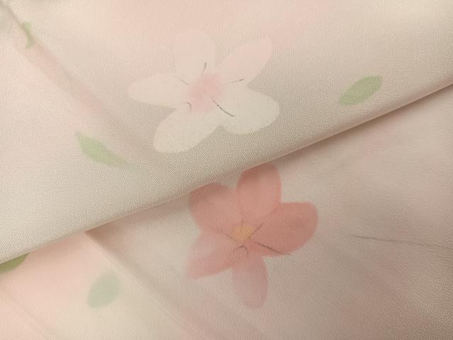 平和屋着物●長襦袢　無双仕立て　舞花文　暈し染め　半衿刺繍　正絹　逸品　AABJ7161ph