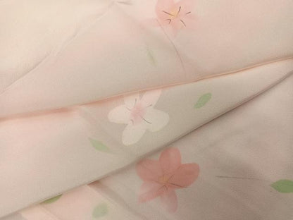 平和屋着物●長襦袢　無双仕立て　舞花文　暈し染め　半衿刺繍　正絹　逸品　AABJ7161ph