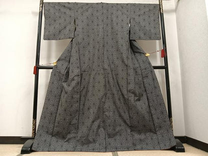 平和屋着物●本場大島紬　一元7マルキ　麻の葉文様　正絹　逸品　AABJ7162ph