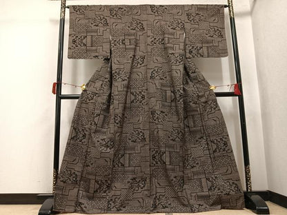 平和屋着物●本場大島紬　一元7マルキ　吉祥草木文　正絹　逸品　未使用　AABJ7163ph