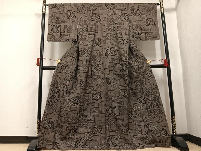 平和屋着物●本場大島紬　一元7マルキ　吉祥草木文　正絹　逸品　未使用　AABJ7163ph
