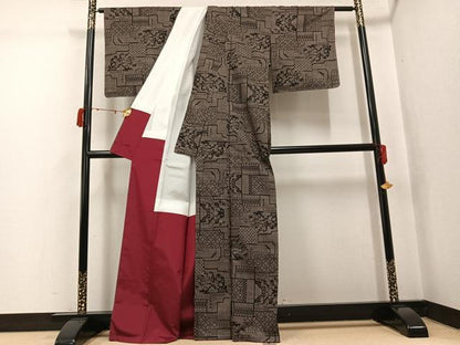 平和屋着物●本場大島紬　一元7マルキ　吉祥草木文　正絹　逸品　未使用　AABJ7163ph