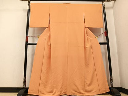 平和屋着物●上質な色無地　小麦色　正絹　逸品　AABJ7166ph