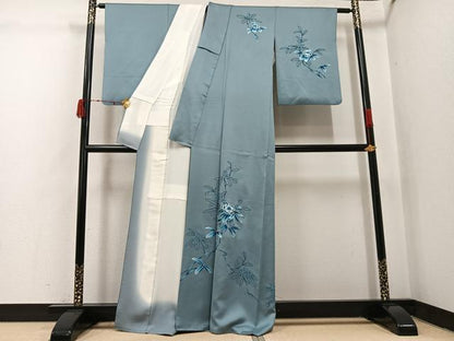 平和屋着物●中国三大刺繍　相良刺繍　訪問着　総刺繍　枝花文　正絹　逸品　AABJ7170ph