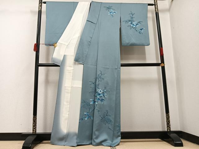 平和屋着物●中国三大刺繍　相良刺繍　訪問着　総刺繍　枝花文　正絹　逸品　AABJ7170ph