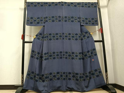 平和屋着物●ファッションデザイナー 花井幸子　訪問着　作家物　菱文　金彩　正絹　逸品　AABJ7171ph