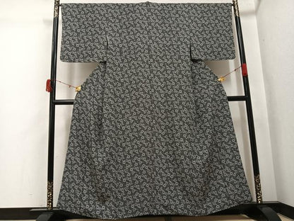 平和屋着物●江戸小紋　菊唐草文　正絹　逸品　AABJ7173ph