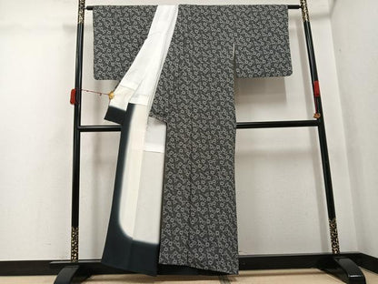 平和屋着物●江戸小紋　菊唐草文　正絹　逸品　AABJ7173ph