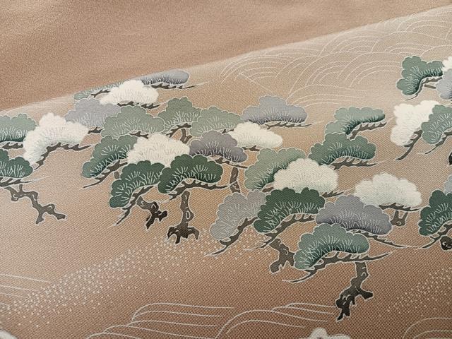 平和屋着物●訪問着　友禅　群れ鶴浜松文　暈し染め　正絹　逸品　AABJ7174ph