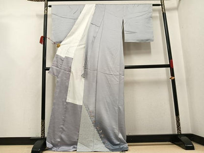 平和屋着物●訪問着　絞り　刺繍　松竹梅飛鶴文　暈し染め　ロング丈　正絹　逸品　未使用　AABJ7175ph