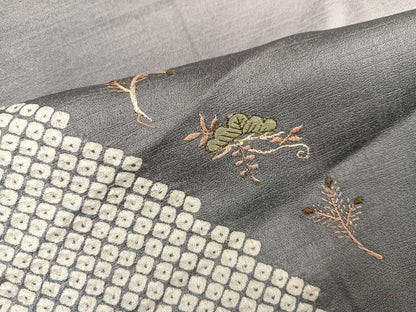 平和屋着物●訪問着　絞り　刺繍　松竹梅飛鶴文　暈し染め　ロング丈　正絹　逸品　未使用　AABJ7175ph