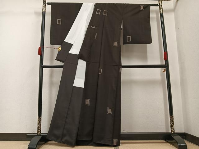 平和屋着物●本場大島紬　地空き　一元7マルキ　色紙文　正絹　逸品　AABJ7176ph