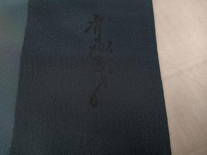平和屋着物●染色作家　斉藤三才　小紋　間道　暈し染め　正絹　逸品　未使用　AABJ7180ph