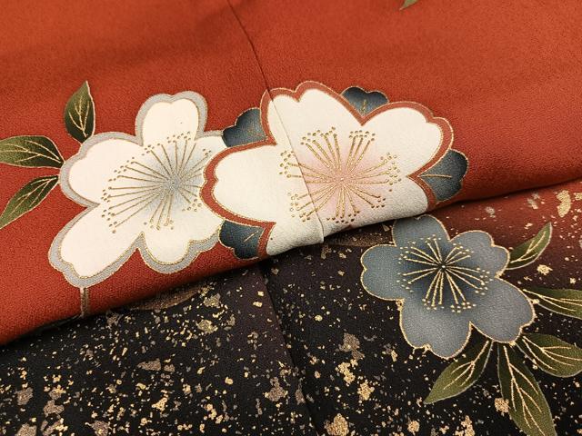 平和屋着物●豪華振袖　舞桜文　暈し染め　金彩　正絹　逸品　AABJ7184ph