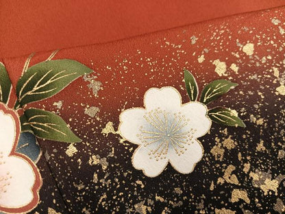 平和屋着物●豪華振袖　舞桜文　暈し染め　金彩　正絹　逸品　AABJ7184ph
