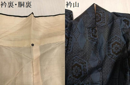 平和屋着物▼本場大島紬　割込み絣　亀甲花文　正絹　逸品　AABJ7185ph