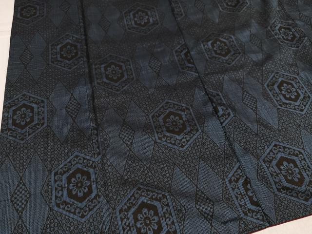 平和屋着物▼本場大島紬　割込み絣　亀甲花文　正絹　逸品　AABJ7185ph