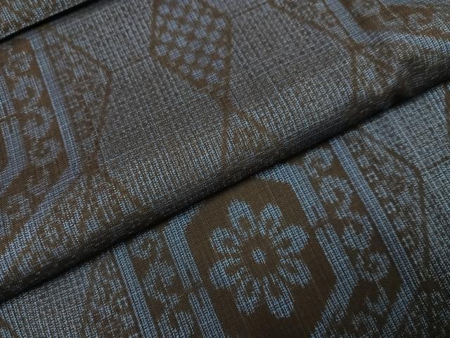 平和屋着物▼本場大島紬　割込み絣　亀甲花文　正絹　逸品　AABJ7185ph