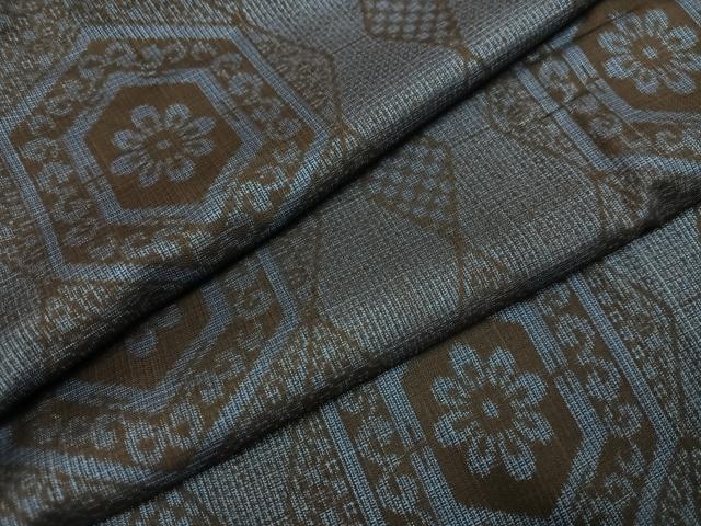 平和屋着物▼本場大島紬　割込み絣　亀甲花文　正絹　逸品　AABJ7185ph