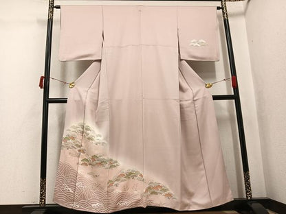 平和屋着物●訪問着　友禅　浜松舟文　暈し染め　金銀彩　正絹　逸品　AABJ7186ph