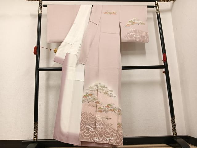 平和屋着物●訪問着　友禅　浜松舟文　暈し染め　金銀彩　正絹　逸品　AABJ7186ph