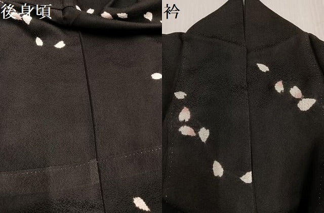 平和屋着物●上質な小紋　夜桜　黒地　正絹　逸品　AABJ7187ph