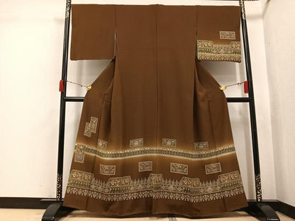 平和屋着物●訪問着　古代人物更紗文　暈し染め　正絹　逸品　AABJ7188ph