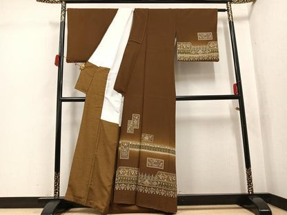 平和屋着物●訪問着　古代人物更紗文　暈し染め　正絹　逸品　AABJ7188ph