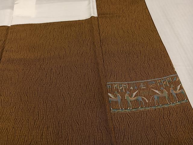 平和屋着物●訪問着　古代人物更紗文　暈し染め　正絹　逸品　AABJ7188ph