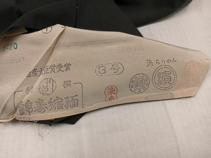 平和屋着物●豪華黒留袖　作家物　駒刺繍　菊文　錦寿ちりめん　金彩　仮絵羽　正絹　逸品　未使用　AABJ7189ph
