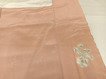 平和屋着物●訪問着　辻が花　駒刺繍　地紙草花文　金彩　正絹　逸品　AABJ7194ph