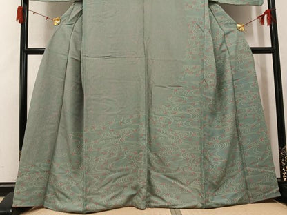 平和屋着物●訪問着　流水枝花文　正絹　逸品　AABJ7196ph