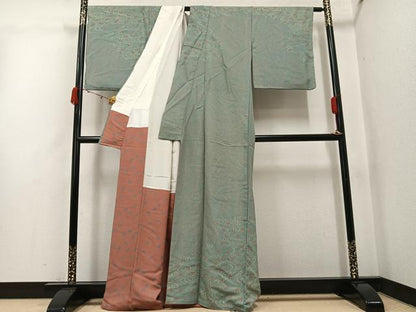 平和屋着物●訪問着　流水枝花文　正絹　逸品　AABJ7196ph
