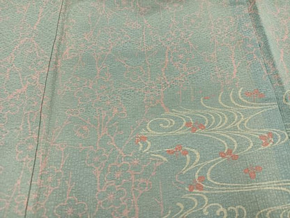 平和屋着物●訪問着　流水枝花文　正絹　逸品　AABJ7196ph
