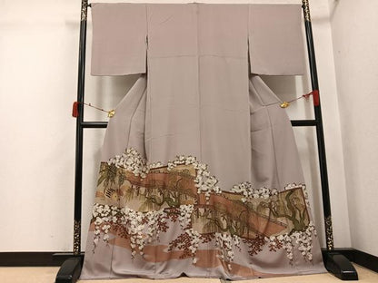 平和屋着物●豪華色留袖　立波草花文　金彩　さが美扱い　正絹　逸品　AABJ7198ph