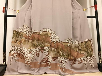 平和屋着物●豪華色留袖　立波草花文　金彩　さが美扱い　正絹　逸品　AABJ7198ph