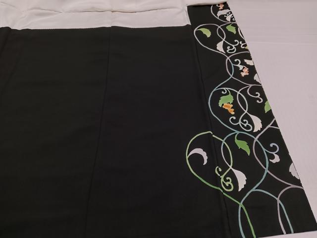 平和屋着物●豪華黒留袖　駒刺繍　花鳥唐草文　金彩　正絹　逸品　AABJ7200ph