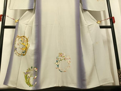 平和屋着物●訪問着　作家物　手描き　草花文　暈し染め　正絹　逸品　AABJ7205ph