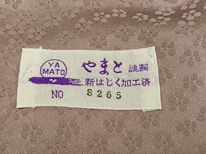 平和屋着物●本加賀友禅作家　柿本市郎監修　色無地　梅笹地紋　白茶色　やまと誂製　正絹　逸品　AABJ7208ph