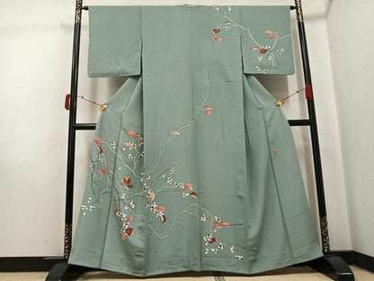 平和屋着物●訪問着　友禅　作家物　枝花文　正絹　逸品　AABJ7209ph
