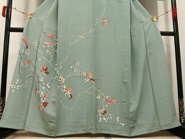 平和屋着物●訪問着　友禅　作家物　枝花文　正絹　逸品　AABJ7209ph