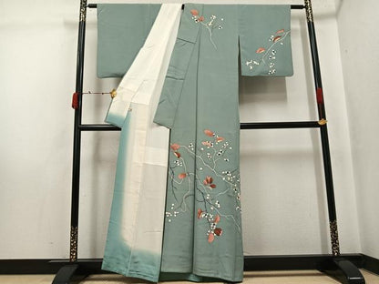 平和屋着物●訪問着　友禅　作家物　枝花文　正絹　逸品　AABJ7209ph