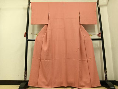 平和屋着物●本草木染作家　瑞鳳　色無地　紋意匠　薄紅色　正絹　逸品　未使用　AABJ7212ph