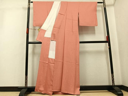 平和屋着物●本草木染作家　瑞鳳　色無地　紋意匠　薄紅色　正絹　逸品　未使用　AABJ7212ph