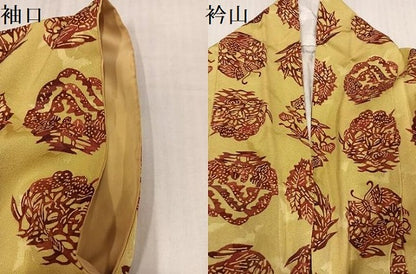 平和屋着物●上質な小紋　型染め　花蝶文　正絹　逸品　AABJ7213ph