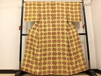平和屋着物●上質な小紋　型染め　花蝶文　正絹　逸品　AABJ7213ph