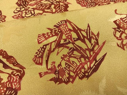 平和屋着物●上質な小紋　型染め　花蝶文　正絹　逸品　AABJ7213ph