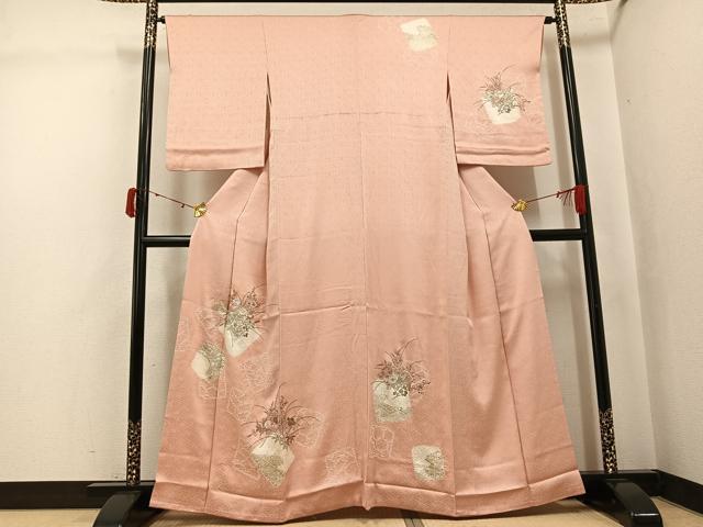 平和屋着物●創業460年・千總　訪問着　駒刺繍　絞り　草花文　金彩　高島屋扱い　正絹　逸品　AABJ7215ph