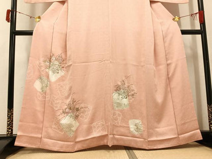 平和屋着物●創業460年・千總　訪問着　駒刺繍　絞り　草花文　金彩　高島屋扱い　正絹　逸品　AABJ7215ph